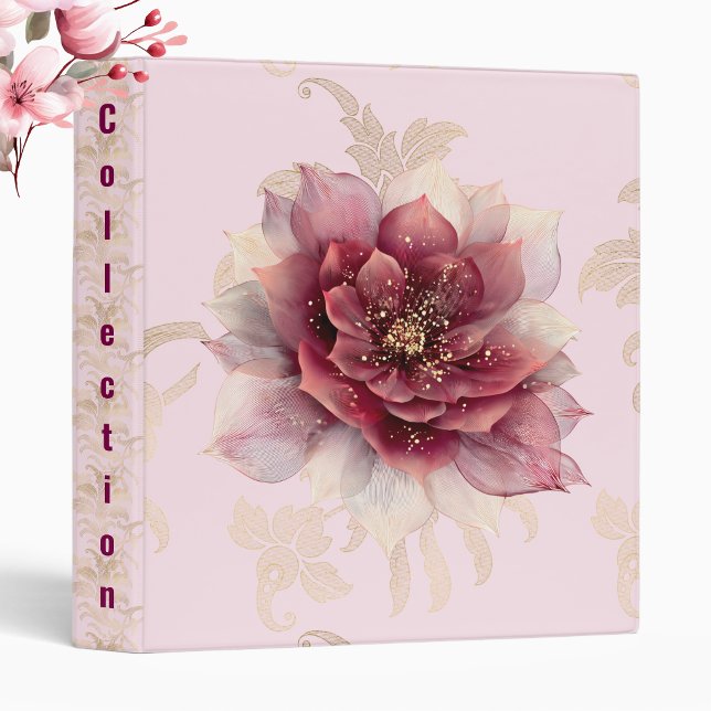 Chiffon Flower & Gold 3 Ring Binder (Creator Uploaded)