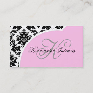 Chiffon Pastel Pink Black Damask Business Cards