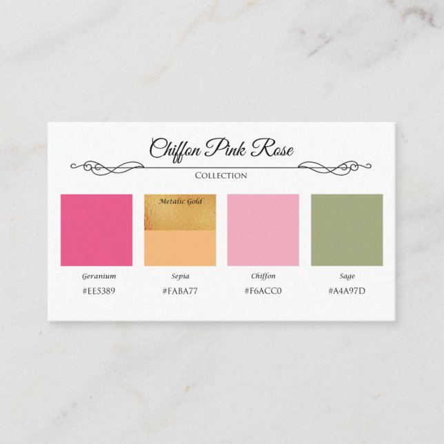 Chiffon Pink Rose Wedding Collection Color Card  (Front)