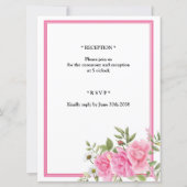 Chiffon Pink Roses Jewish Wedding Invitation (Back)