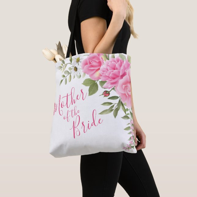 Chiffon Pink Roses Mother of the Bride Tote Bag (Close Up)