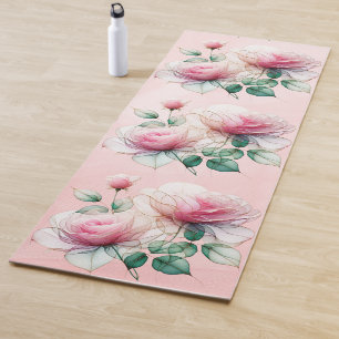 Chiffon Pink Roses Yoga Mat