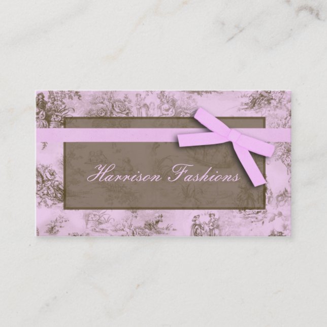 Chiffon Pink Toile French Fabric Business Cards (Front)