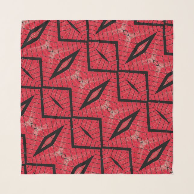 Chiffon Scarf - 067 - Red Shapes (Front)