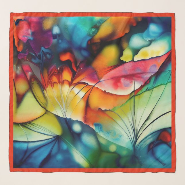 Chiffon Scarf Alcohol Ink Swirl (Front)