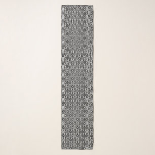 Chiffon Scarf Black White Hexagon Geometric