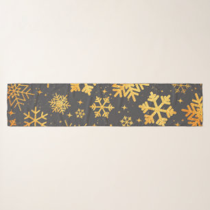 Chiffon Scarf Gold Snowflake Dark Gray Christmas