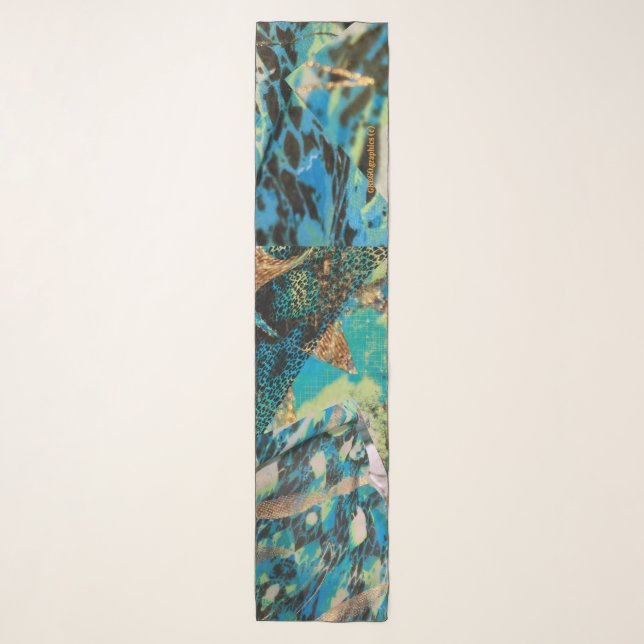 Chiffon Scarf Mediterranean Sea  (Front)