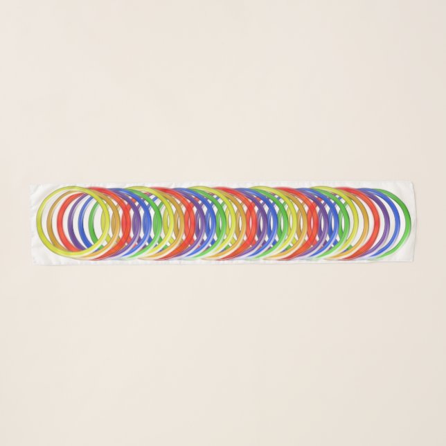 Chiffon Scarf - Rainbow Colored Rings (Front (Horizontal))