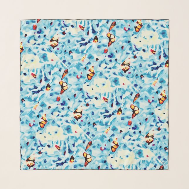 Chiffon Scarf with abstract monarch design (Front)