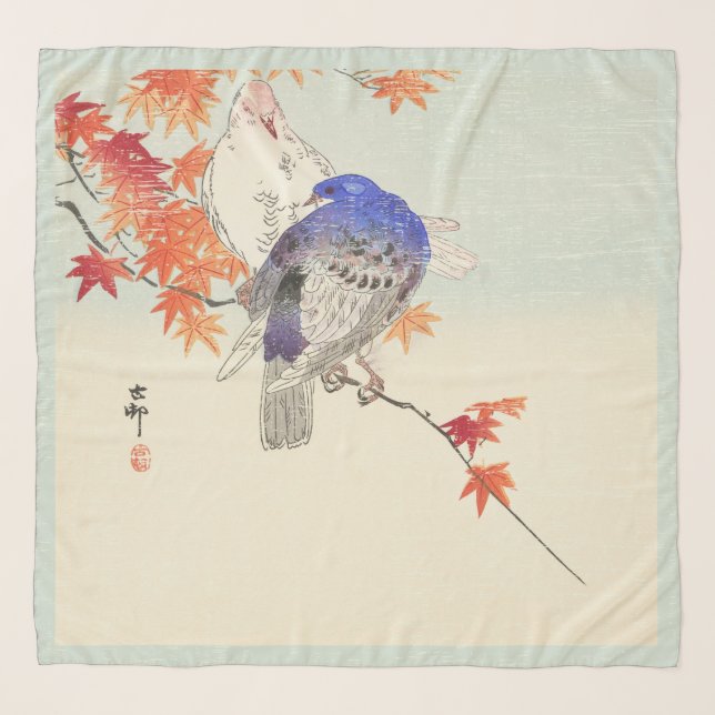 Chiffon scarf with Japanese classical art (Front)