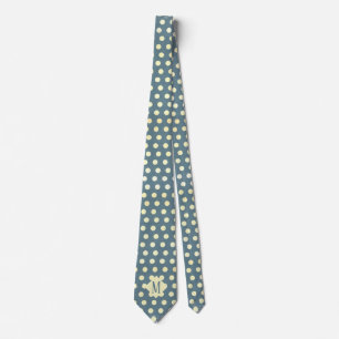 Chiffon & Slate Gray Polka Dots Monogram Necktie