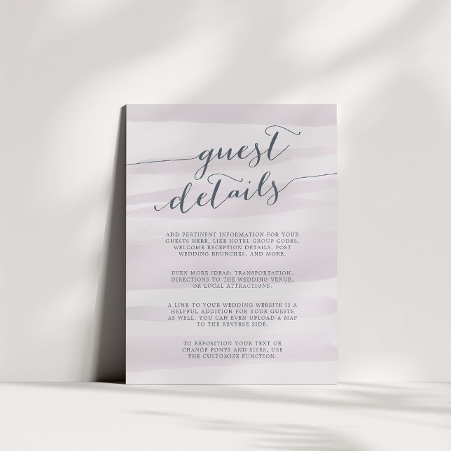 Chiffon Watercolor Guest Details Card | Gray Lilac (Creator Uploaded)