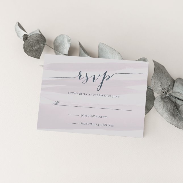 Chiffon Watercolor RSVP Card | Gray Lilac (Creator Uploaded)