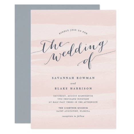 Chiffon Watercolor Wedding Invitation | Blush