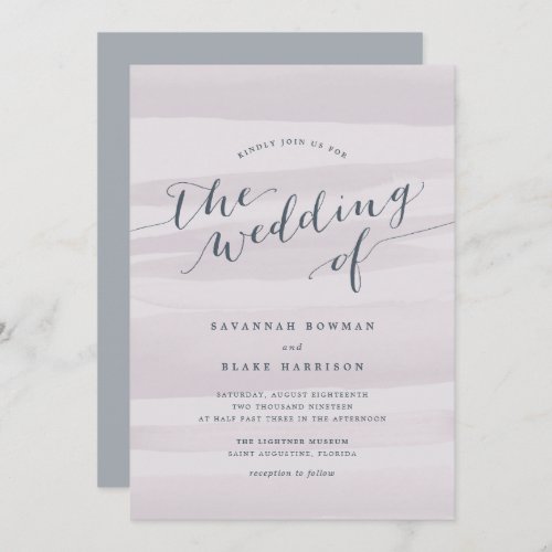 Chiffon Watercolor Wedding Invitation  Gray Lilac