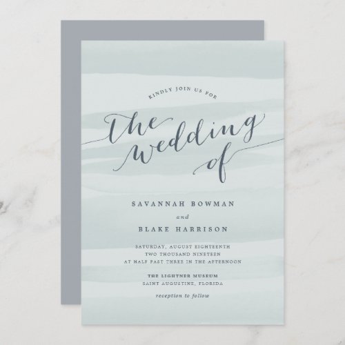 Chiffon Watercolor Wedding Invitation  Sea