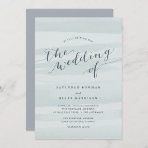 Chiffon Watercolor Wedding Invitation Sea