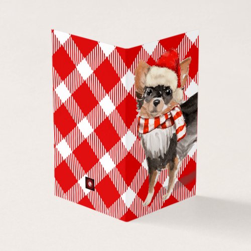 Chihuahu Christmas Dog Red and White Plaid Holiday