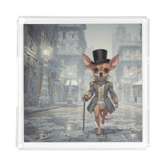 Chihuahua About Town In Paris Acrylic Tray