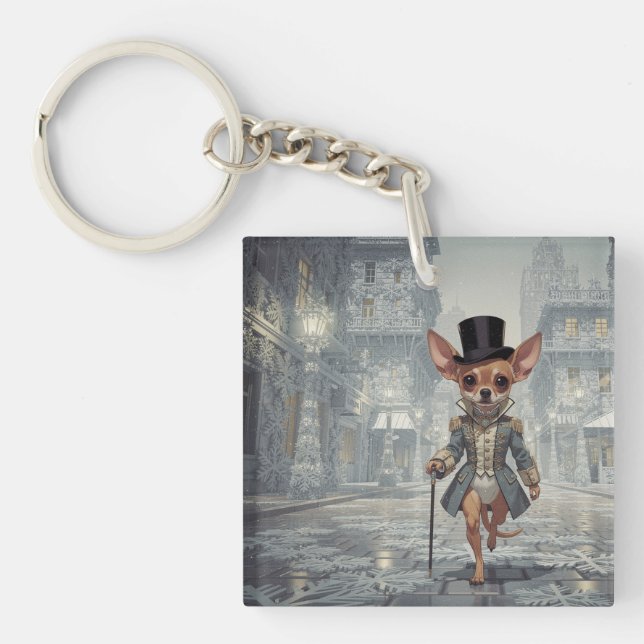 Chihuahua About Town In Paris Keychain (Front)