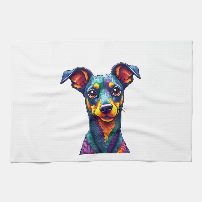 Chihuahua  Abstract Painting  Colour  Cute Dog (1) Kitchen Towel (Horizontal)