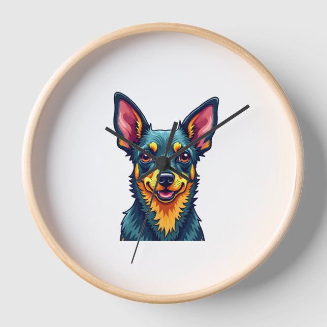 Chihuahua  Abstract Painting  Colour  Cute Dog (2) Clock (Front)