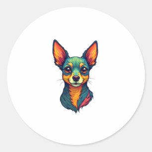Chihuahua  Abstract Painting  Colour  Cute Dog (4) Classic Round Sticker