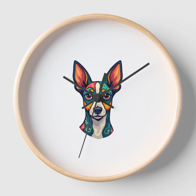 Chihuahua  Abstract Painting  Colour  Cute Dog (7) Clock (Front)