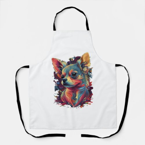 Chihuahua  Abstract Painting  Colour  Cute Dog    Apron