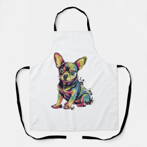 Chihuahua  Abstract Painting  Colour  Cute Dog     Apron