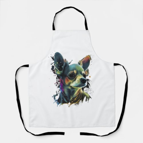 Chihuahua  Abstract Painting  Colour  Cute Dog     Apron