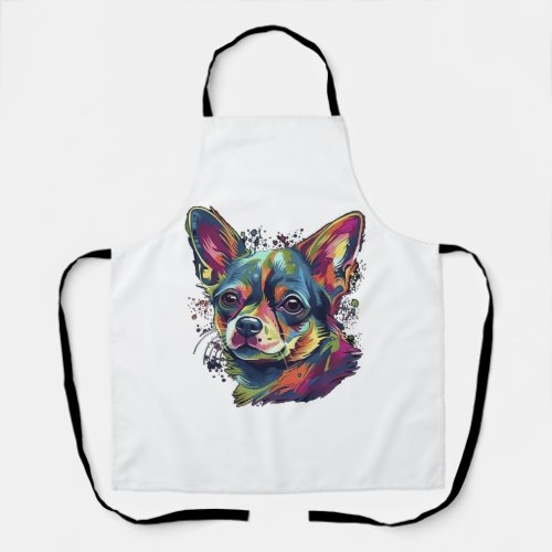 Chihuahua  Abstract Painting  Colour  Cute Dog     Apron