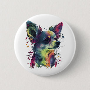 Chihuahua Abstract Painting Colour Cute Dog Button