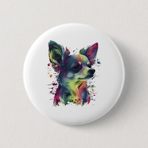 Chihuahua Abstract Painting Colour Cute Dog Button