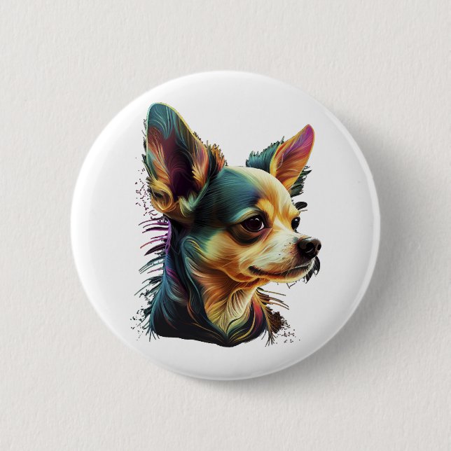 Chihuahua  Abstract Painting  Colour  Cute Dog     Button (Front)