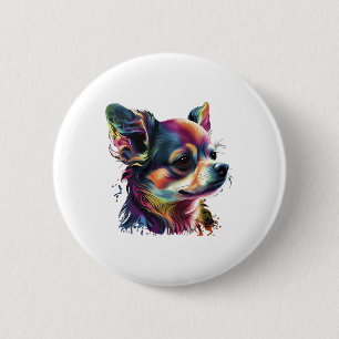 Chihuahua Abstract Painting Colour Cute Dog Button