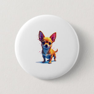 Chihuahua Abstract Painting Colour Cute Dog Cop Button