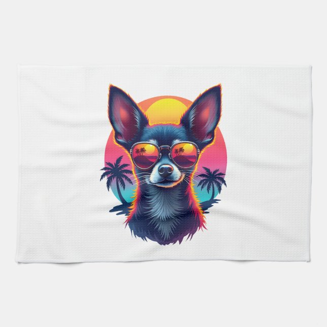 Chihuahua  Abstract Painting  Colour  Cute Dog Cop Kitchen Towel (Horizontal)