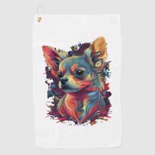 Chihuahua  Abstract Painting  Colour  Cute Dog    Golf Towel