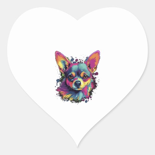 Chihuahua  Abstract Painting  Colour  Cute Dog     Heart Sticker