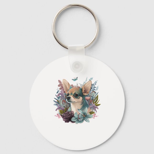 Chihuahua  Abstract Painting  Colour  Cute Dog   Keychain (Front)