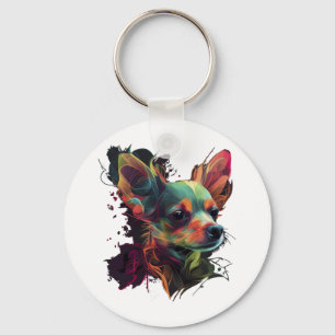 Chihuahua  Abstract Painting  Colour  Cute Dog Keychain