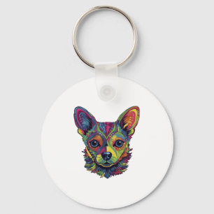 Chihuahua Abstract Painting Colour Cute Dog Keychain