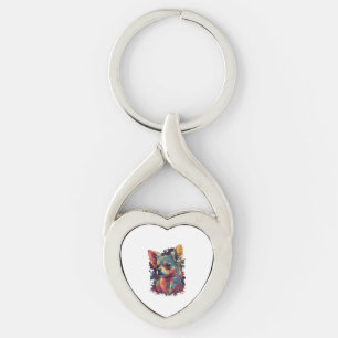 Chihuahua Abstract Painting Colour Cute Dog Keychain