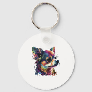 Chihuahua Abstract Painting Colour Cute Dog Keychain