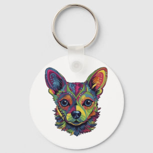 Chihuahua Abstract Painting Colour Cute Dog Keychain