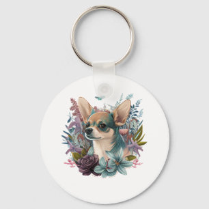 Chihuahua Abstract Painting Colour Cute Dog Keychain