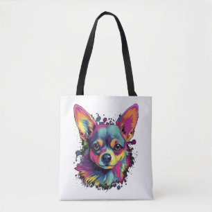 Chihuahua Abstract Painting Colour Cute Dog Tote Bag