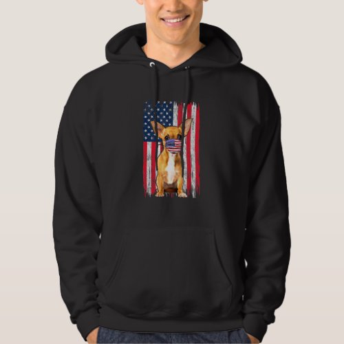 Chihuahua American Flag Dog Wears Face Mask 4th Of Hoodie